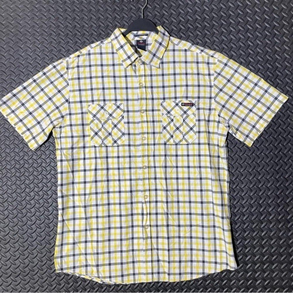 Vintage Y2K Enyce Plaid Yellow White‎ Black Patterned Button Up Men's 3XL